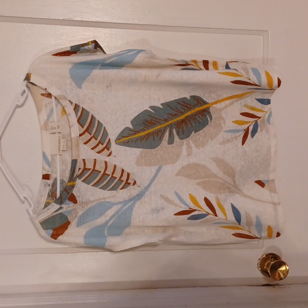 Cynthia Rowley Women's Leaf Print Blouse - Multicolor 100 Percent Linen